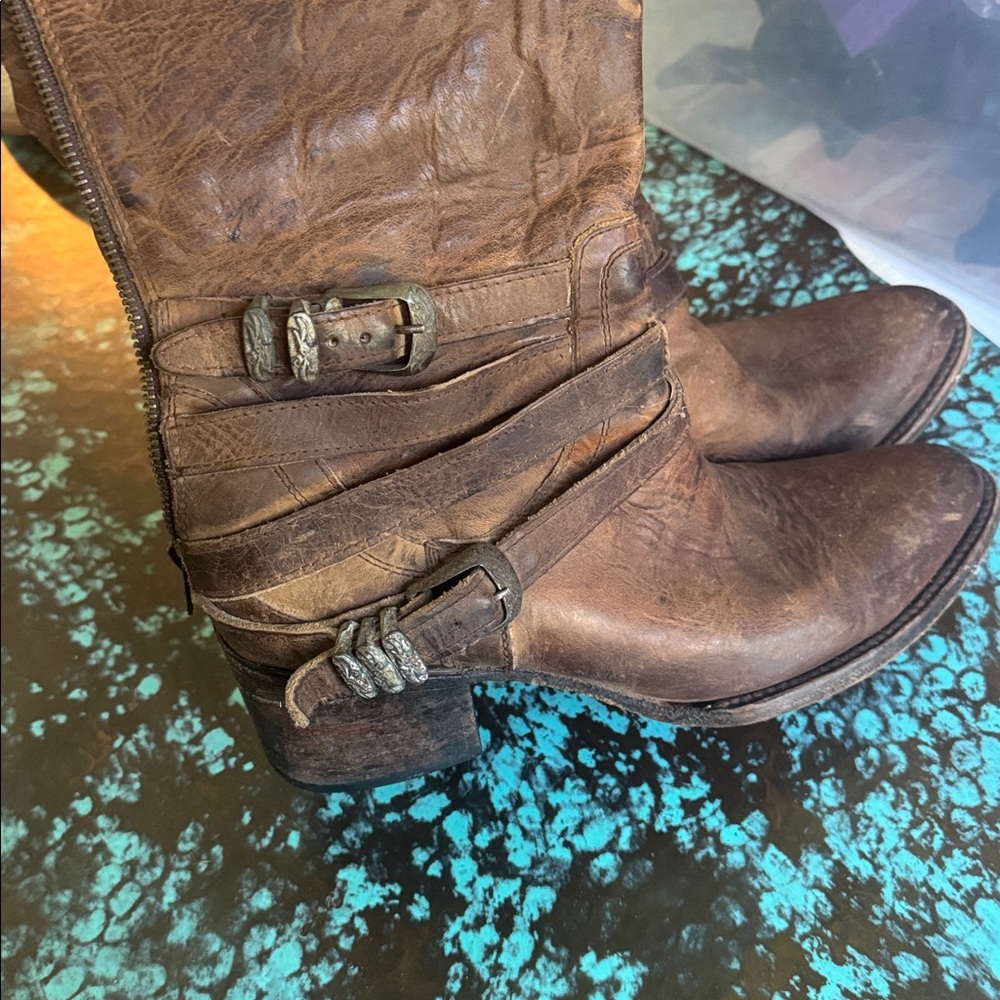 Freebird by Steven Pikes Leather Buckle Boots 10 OG - Picture 4 of 6